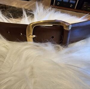 Cole Haan Mahogany Herringbone Vintage Leather Dress Belt Size 36